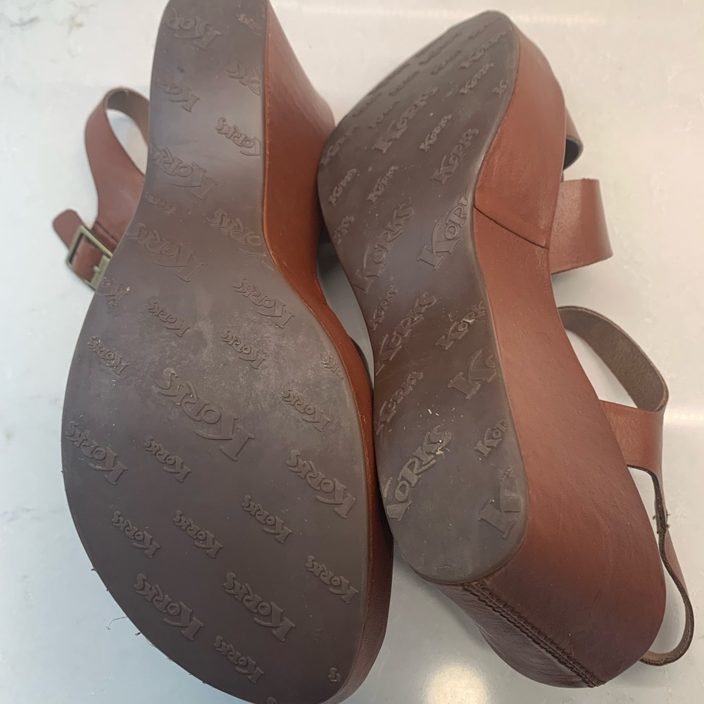 Kork-Ease Della Brown Leather Platform Sandals with Ankle Strap Size 10​ - Picture 5 of 7